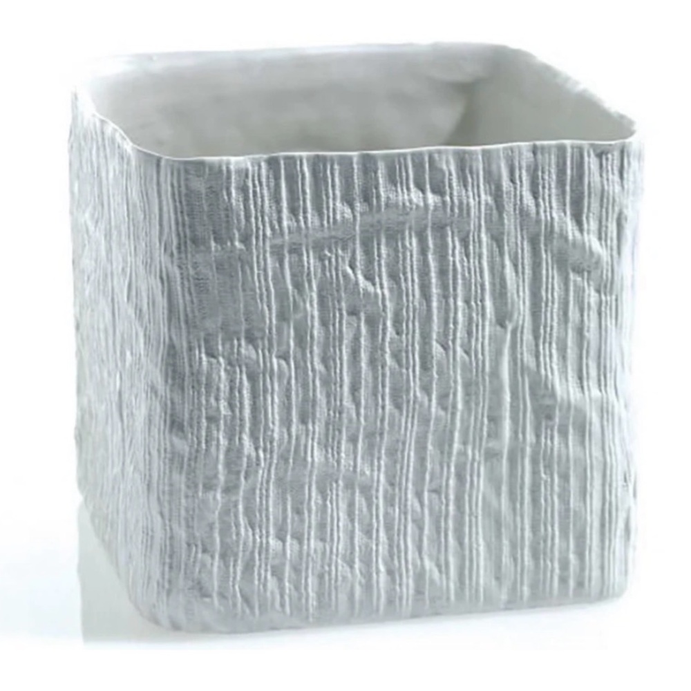 Textured White Ceramic Square Planter